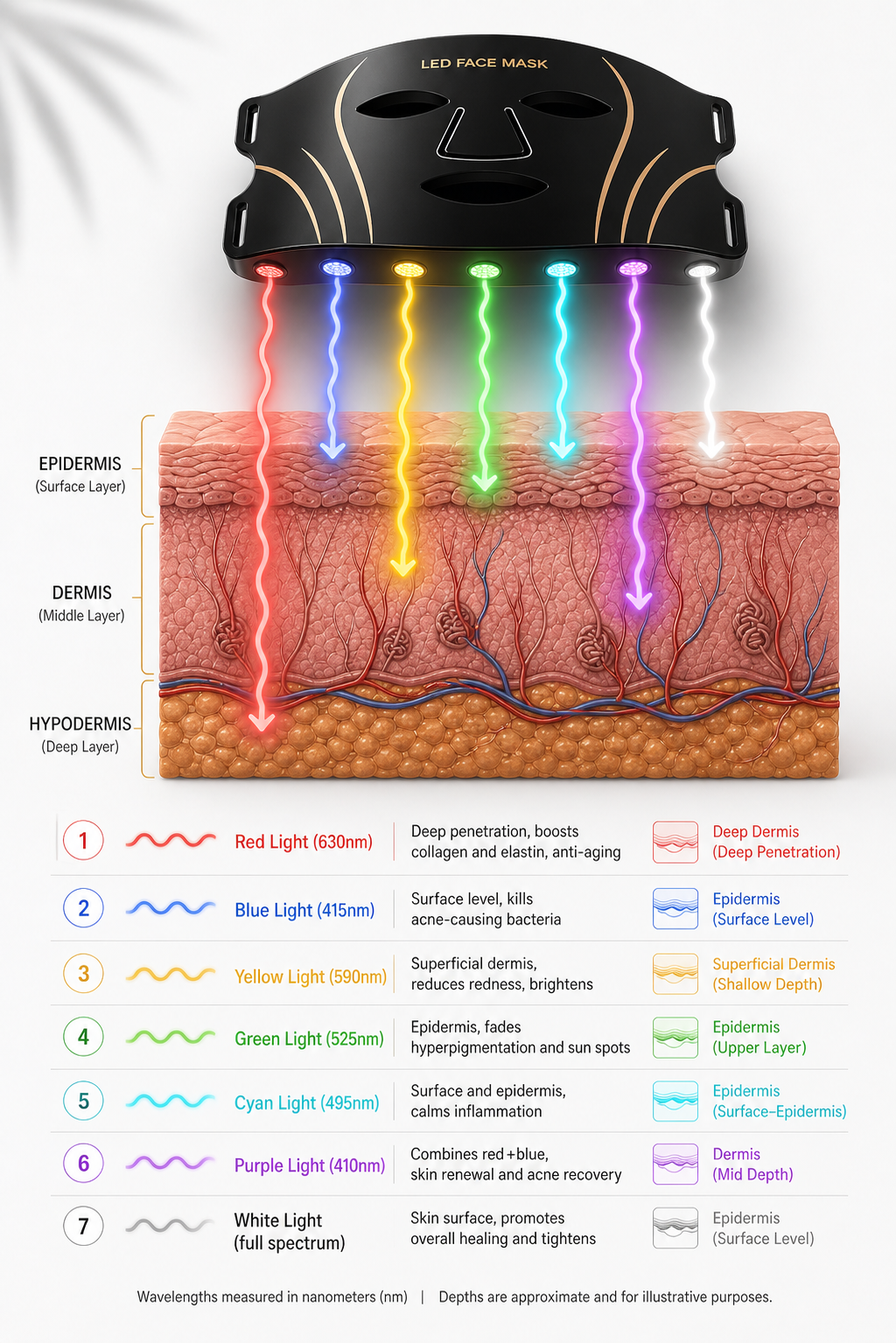 LED Face Mask - Professional 7-Color Light Therapy for Flawless Skin